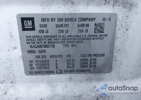 2016 Buick Encore z USA, uszkodzony, nr VIN KL4CJASB7GB527735